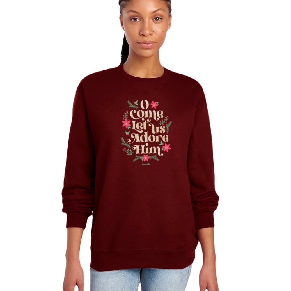 NWT Blessed Girl Adore Him, Garnet Burgundy Graphic Sweatshirt Women's Size 2X !